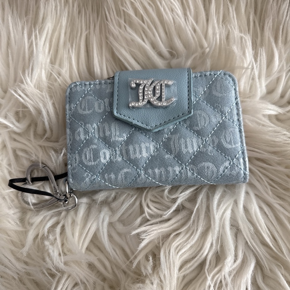 NWT Juicy Couture Cream and Blue Wallet